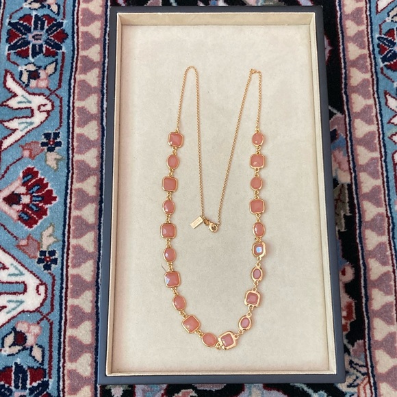 Kate Spade Necklace soft pink faceted stones bezel set in gold plated metal. - Picture 1 of 2